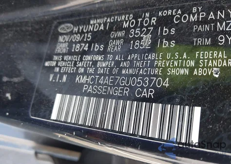 2016 Hyundai Accent Se из США, поврежденный, VIN KMHCT4AE7GU053704